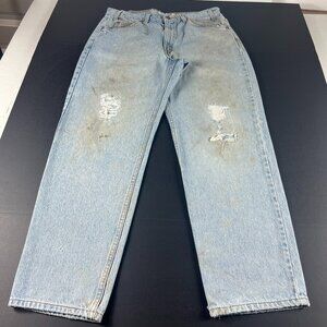 VTG Levi's Jeans Men 33x29* 550 Relaxed Blue Thrashed Denim Orange Tab Tag 34x30